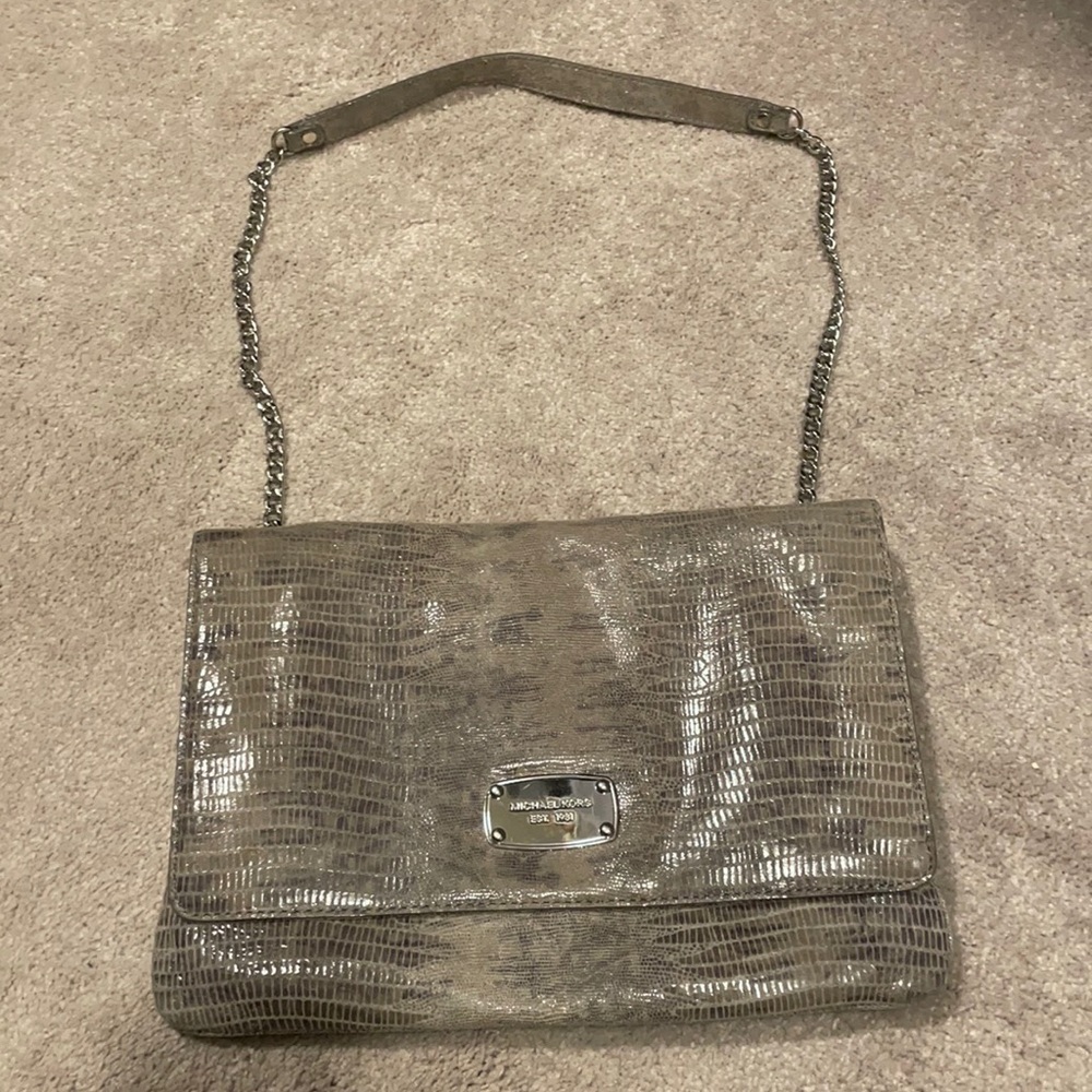 Michael Kors gray snakeskin purse